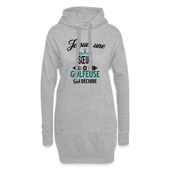 je suis golfeuse qui déchire et sœur - Sweat-shirt à capuche long Femme - gris chiné - Devant