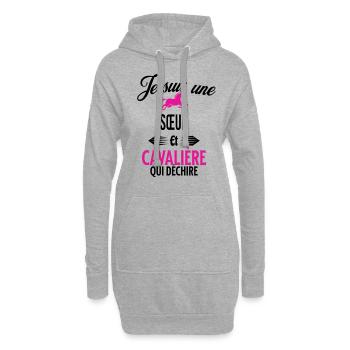 je suis cavalière qui déchire et sœur - Sweat-shirt à capuche long Femme - gris chiné - Devant