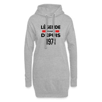 Légende vivante depuis 1971 - Sweat-shirt à capuche long Femme - gris chiné - Devant