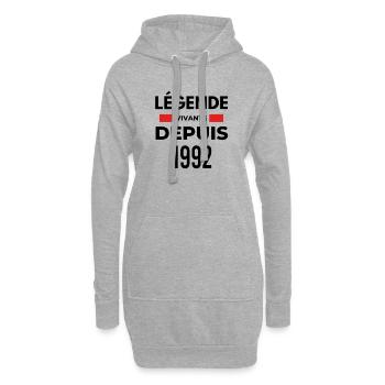Légende vivante depuis 1992 - Sweat-shirt à capuche long Femme - gris chiné - Devant