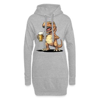 Dinosaurier Bier Dino T-Rex Bierglas Pils Lustig - Hoodie-Kleid - Grau meliert - Vorne