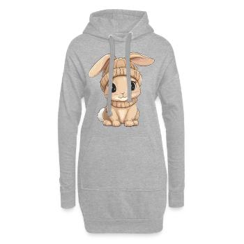 Lapin mignon mignon bébé enfants animal dessin animé - Sweat-shirt à capuche long Femme - gris chiné - Devant