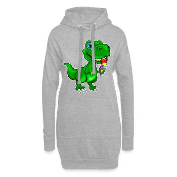Dino avec de la glace -Dinosaures avec de la glace - Sweat-shirt à capuche long Femme - gris chiné - Devant