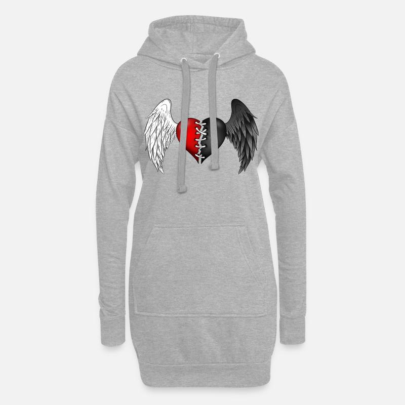 Halb Engel, halb Dämon - Hoodie-Kleid - Grau meliert