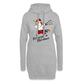 Licorne de Noël cadeau de Noël coloré - Sweat-shirt à capuche long Femme - gris chiné - Devant