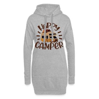 Happy Camper, Amateur de randonnée et de camping, Cadeau de camping-car - Sweat-shirt à capuche long Femme - gris chiné - Devant