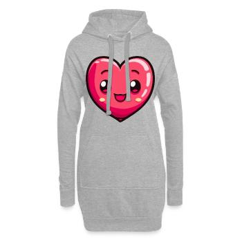 Coeur Amour Bande Dessinée - Sweat-shirt à capuche long Femme - gris chiné - Devant