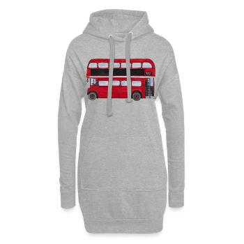 London roter Bus Doppeldecker England Tourist City - Hoodie-Kleid - Grau meliert - Vorne