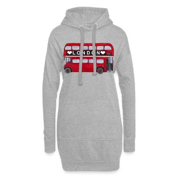 London roter Bus Doppeldecker England Tourist City - Hoodie-Kleid - Grau meliert - Vorne