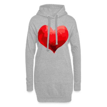 Coeur Amour Amoureux Mariage - Sweat-shirt à capuche long Femme - gris chiné - Devant