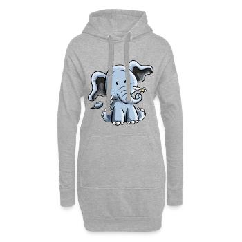 Éléphant heureux I Éléphant Bébé I Cadeau D'enfants - Sweat-shirt à capuche long Femme - gris chiné - Devant