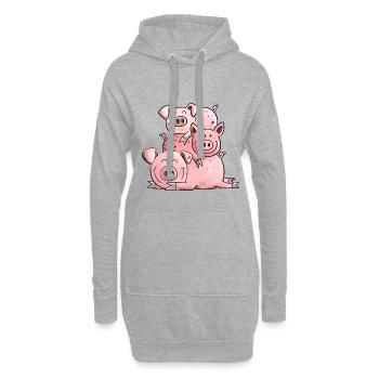 Cochon drôle je cochon dessin animé motif animal - Sweat-shirt à capuche long Femme - gris chiné - Devant