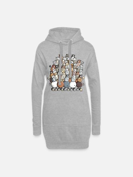 Bunter Pferdehaufen - Pferde - Hoodie-Kleid - Grau meliert
