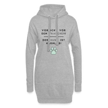Vorsicht vor dem Frauchen - Hund ist harmlos - Hoodie-Kleid - Grau meliert - Vorne