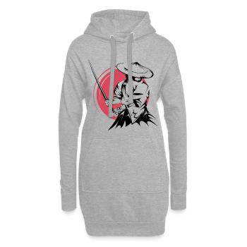 Symbole de combattant d’épée de samouraï Logo du Japon - Sweat-shirt à capuche long Femme - gris chiné - Devant