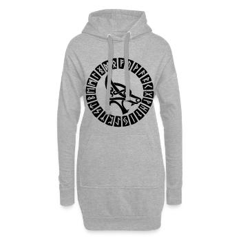 Schwarze Wolfs- und Wikingerrunen - Hoodie-Kleid - Grau meliert - Vorne