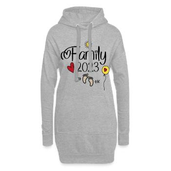 Famille heureuse 2023 - Sweat-shirt à capuche long Femme - gris chiné - Devant