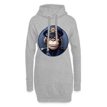 Affen Polizistin - Hoodie-Kleid - Grau meliert - Vorne