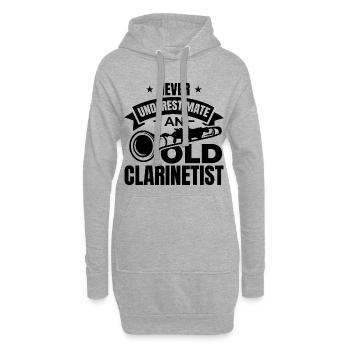 Klarinettist Großvater - Hoodie-Kleid - Grau meliert - Vorne