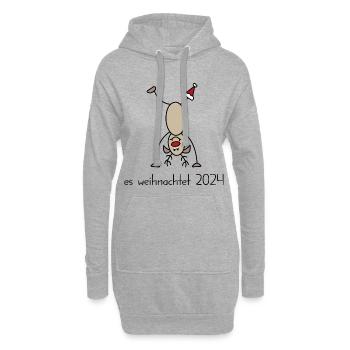Weihnachten 2024 - Hoodie-Kleid - Grau meliert - Vorne
