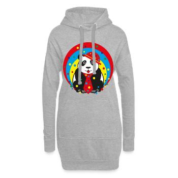 Fasching Panda mit Hut und Krawatte. - Hoodie-Kleid - Grau meliert - Vorne