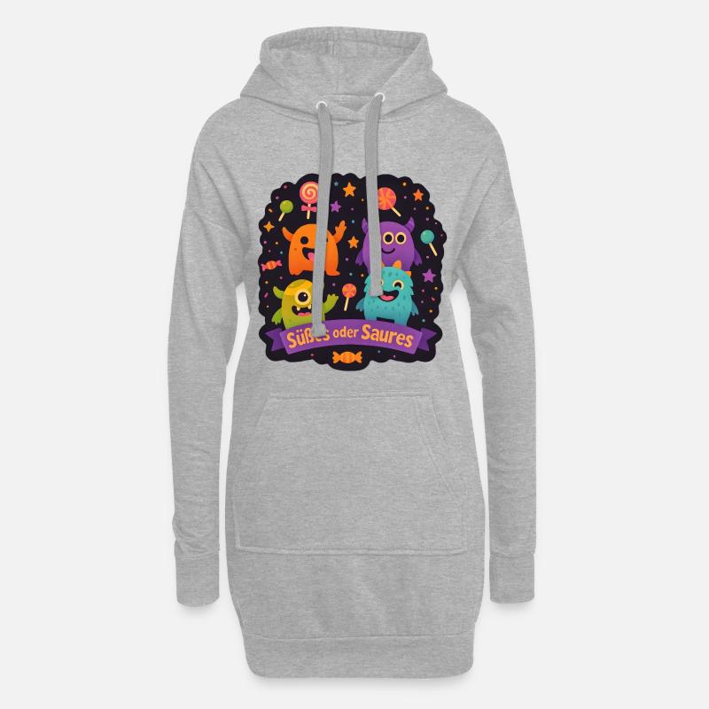Süßes oder Saures - Monsterparty - Hoodie-Kleid - Grau meliert