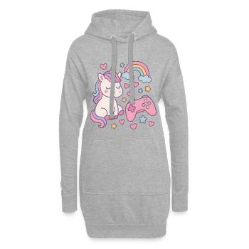 Licorne super mignonne avec une sensation de jeu - Sweat-shirt à capuche long Femme - gris chiné - Devant