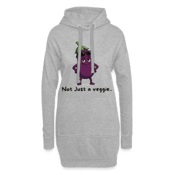Freche Aubergine mit Sonnenbrille veggie Karikatur - Hoodie-Kleid - Grau meliert - Vorne