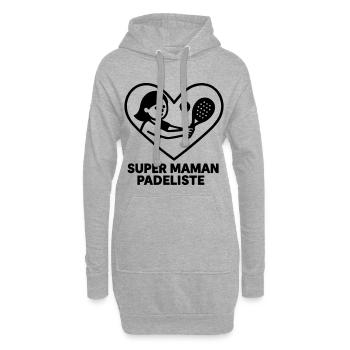 Super Padelist Mom – Cœur padel - Hoodie-Kleid - Grau meliert - Vorne