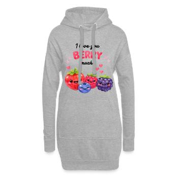 Love you Berry much! Süsse Beerenfreunde Kinder - Hoodie-Kleid - Grau meliert - Vorne