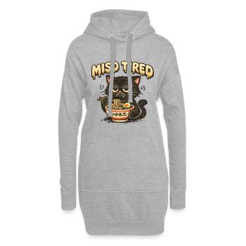 Miso Tired – Müde Katze isst Ramen - Hoodie-Kleid - Grau meliert - Vorne