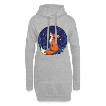 Renard et étoiles - Sweat-shirt à capuche long Femme - gris chiné - Devant