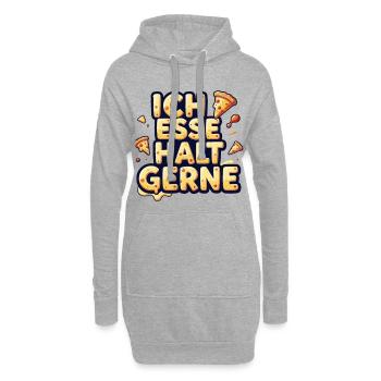Ich esse halt gerne Pizza - Hoodie-Kleid - Grau meliert - Vorne