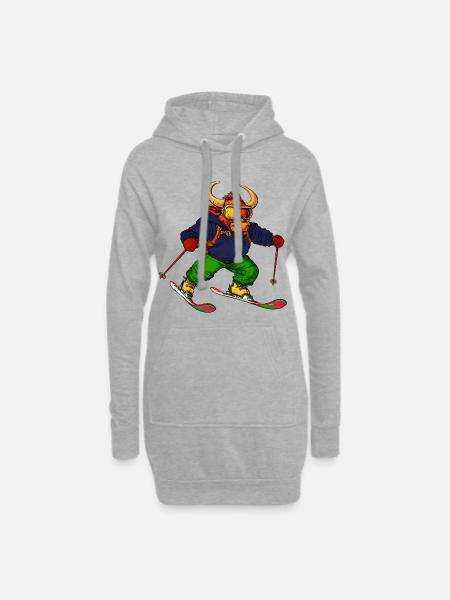 Stiere Skifahrer / Ski Stier - Hoodie-Kleid - Grau meliert