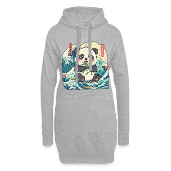 Panda Kawaii - Sweat-shirt à capuche long Femme - gris chiné - Devant