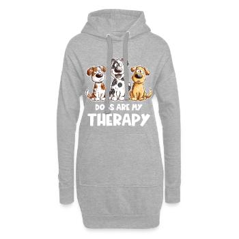 Dogs Are My Therapy Hunde Liebhaber Geschenk - Hoodie-Kleid - Grau meliert - Vorne