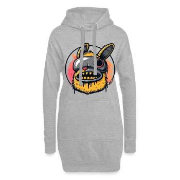 Neon-Maskiertes Kaninchenmonster - Hoodie-Kleid - Grau meliert - Vorne