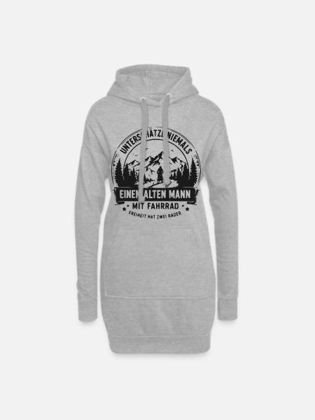 Alter Mann mit Fahrrad – Abenteuerszene - Hoodie-Kleid - Grau meliert