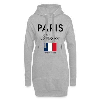 Paris France coordonne un souvenir de voyage - Sweat-shirt à capuche long Femme - gris chiné - Devant