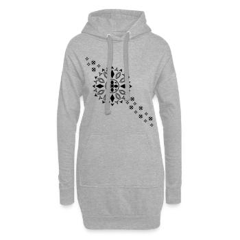 Fleur du Mandala Noir - Sweat-shirt à capuche long Femme - gris chiné - Devant