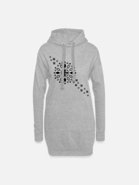 Black Mandala Bloom - Hoodie Dress - heather grey