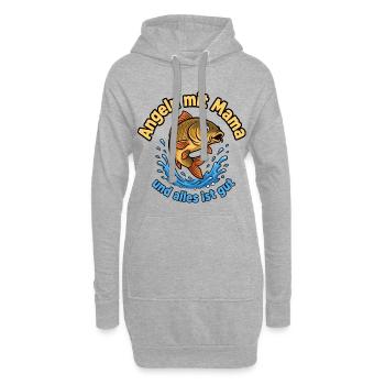 Angeln mit Mama Motiv – Alles ist gut - Hoodie-Kleid - Grau meliert - Vorne