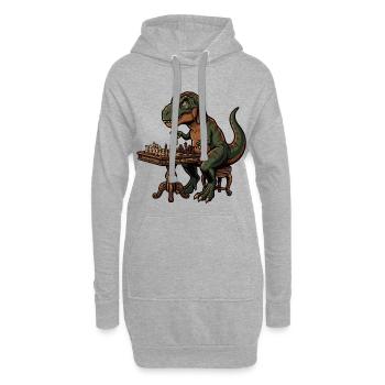 T-Rex plays chess - Hoodie Dress - heather grey - Front