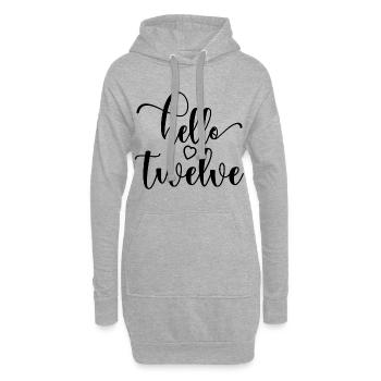 Hello Twelve - Mignon cadeau de 12e anniversaire pour les filles - Sweat-shirt à capuche long Femme - gris chiné - Devant