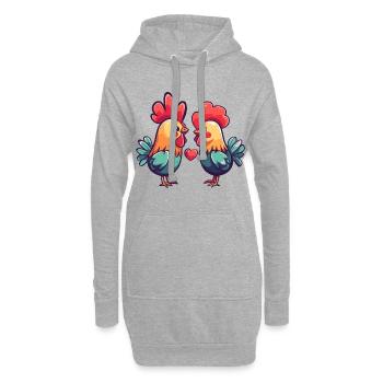 Hahn Paar Liebe Couple Verliebt - Hoodie-Kleid - Grau meliert - Vorne