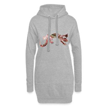 Rote Eidechse Reptil - Hoodie-Kleid - Grau meliert - Vorne
