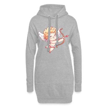 Ange Saint-Valentin Cupidon amoureux - Sweat-shirt à capuche long Femme - gris chiné - Devant