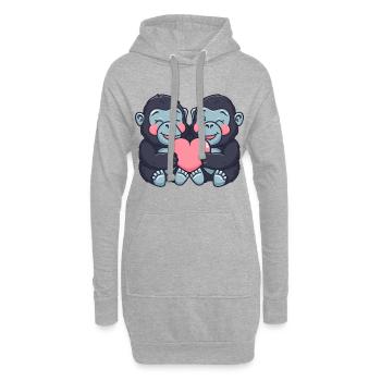 Gorille Couple Amour Couple Amoureux - Sweat-shirt à capuche long Femme - gris chiné - Devant