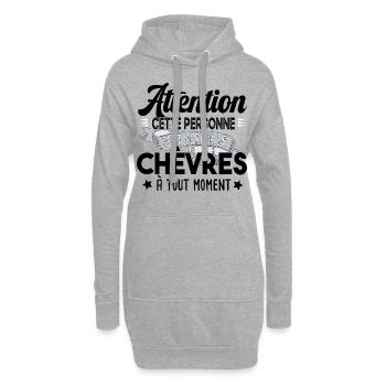 Chèvres Brebis Mouton Agneau Laine Ferme Paysan - Sweat-shirt à capuche long Femme - gris chiné - Devant