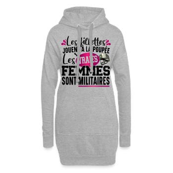 Militaire Armée Métier Fillette Femme Humour - Sweat-shirt à capuche long Femme - gris chiné - Devant